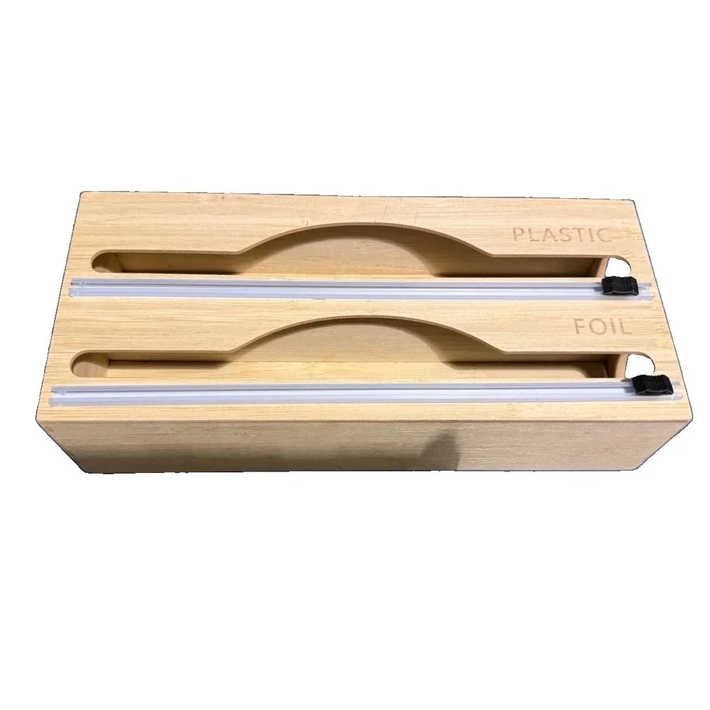 Wood Foil/Plastic Holder Wall Mountable Brown Bamboo